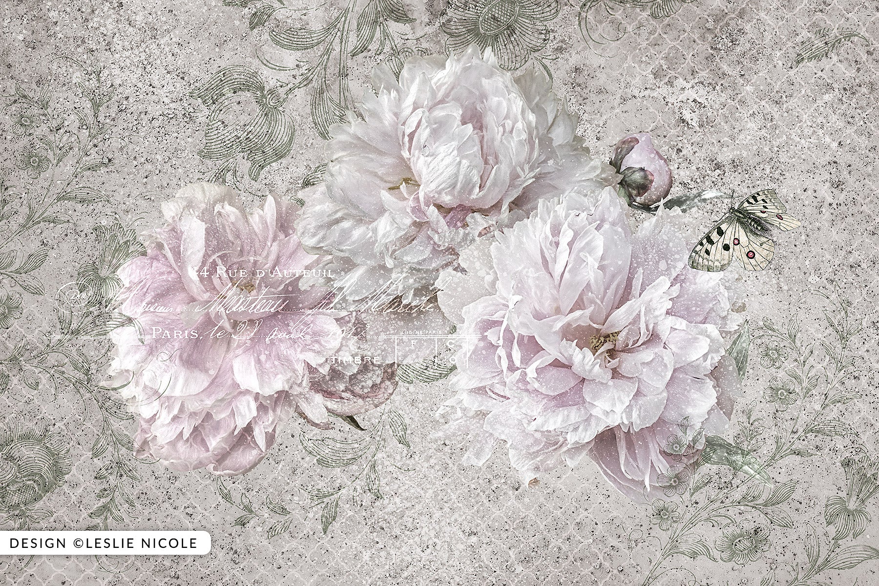 Peony Mural Design Using A Free Texture