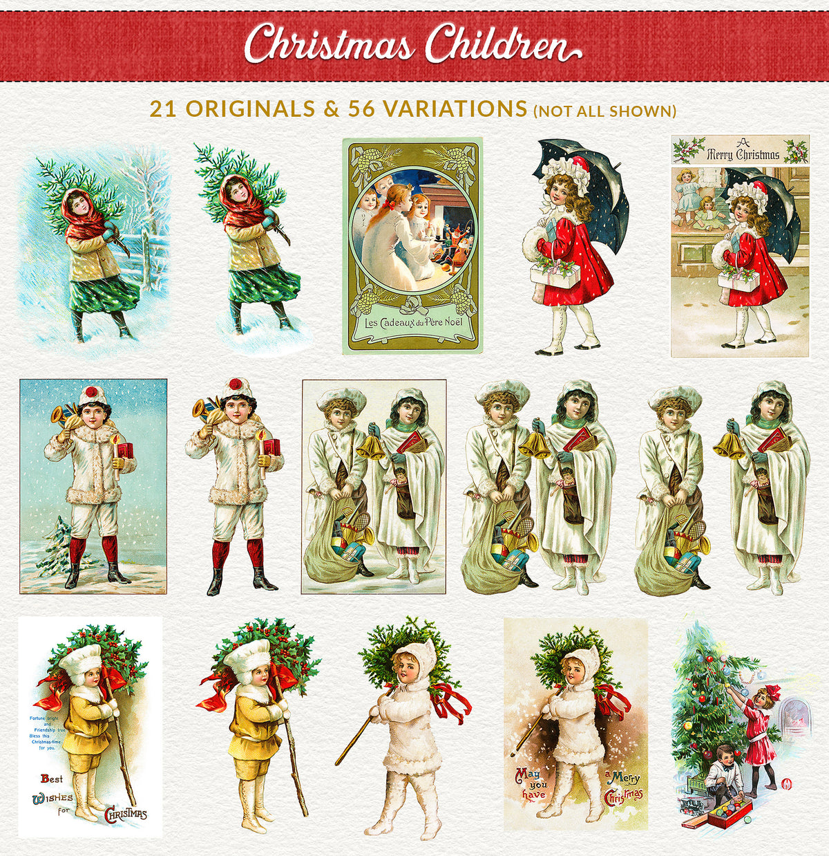 Vintage Christmas Illustrations Compendium  Children graphics.