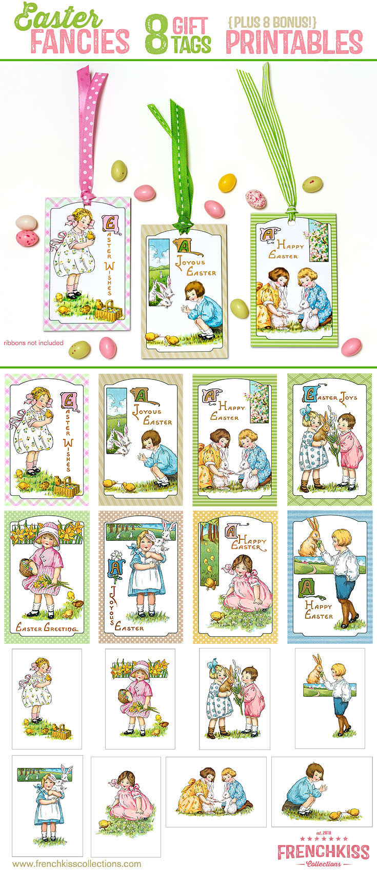 Easter Fancies vintage inspired printable gift tag download 2