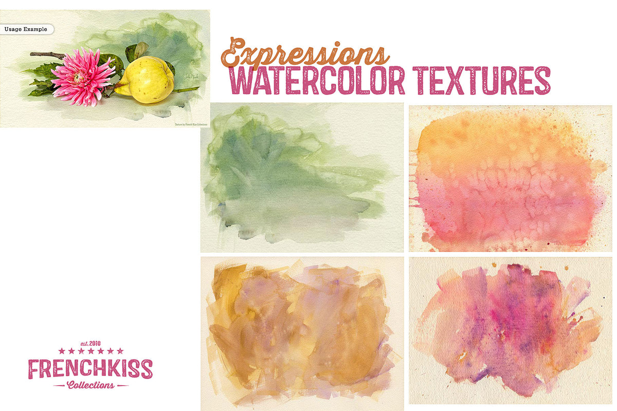Expressions watercolor textures. Commercial use.