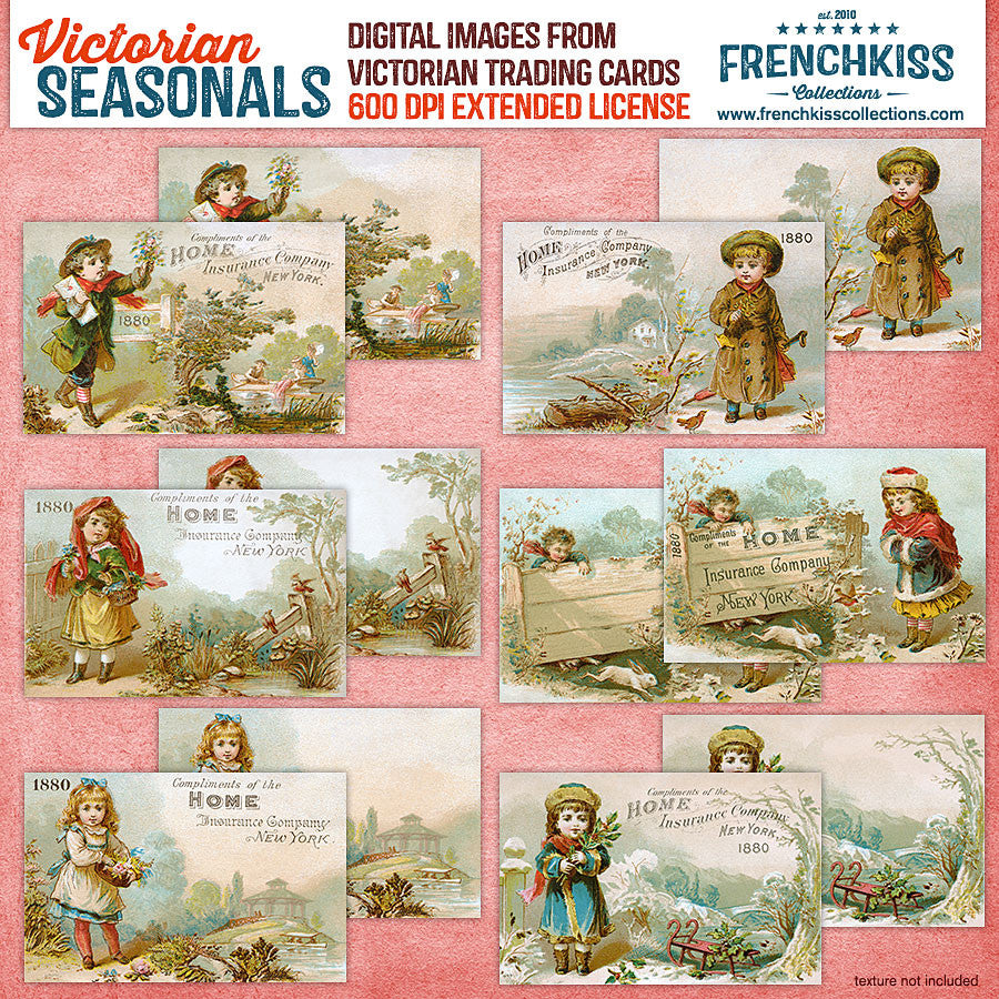 Victorian Seasonals digital Trading Card Illustrations all.