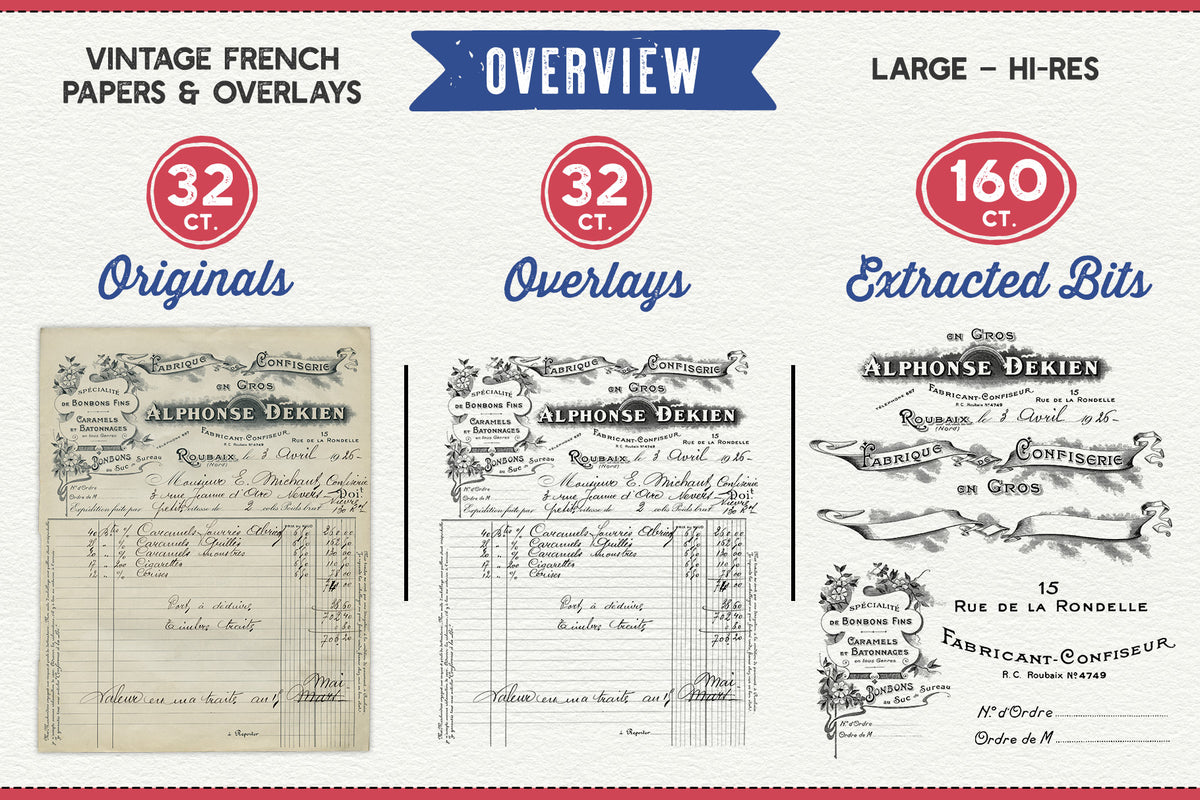 Vintage French ephemera papers, overlays and collage bits digital downloads.