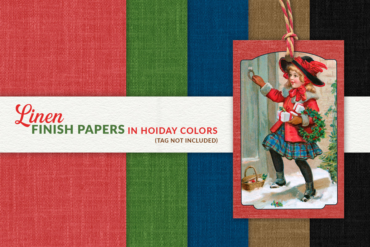 Linen finish solid color digital papers in Christmas colors.