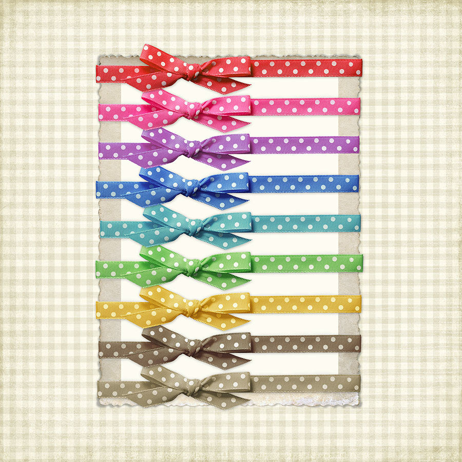 All colors of the ribbon and bow digital Polka Dot Frame Tie-Ups.