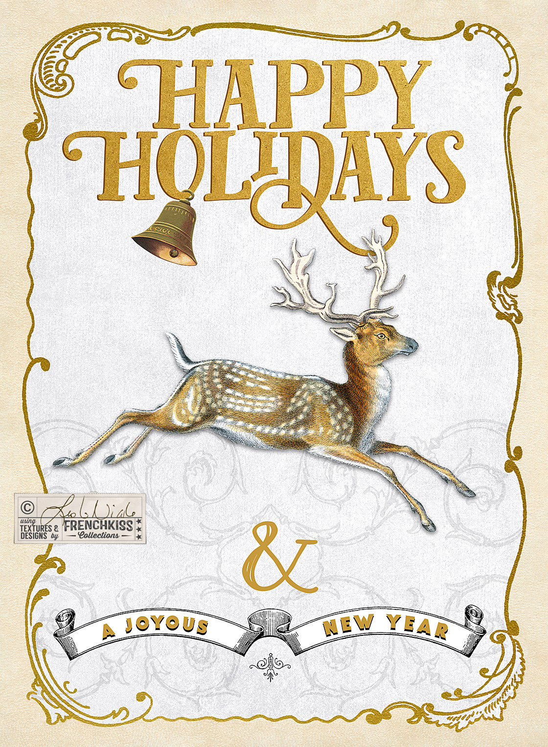 Happy Holidays Vintage Deer Card Design