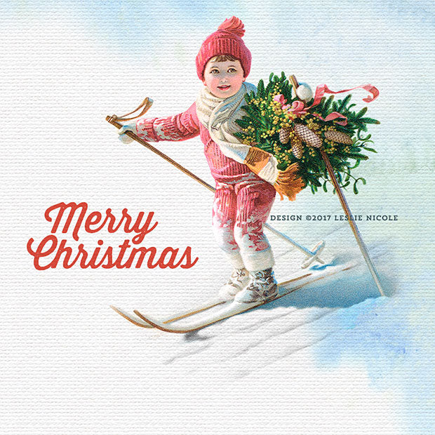 Vintage Christmas Skier