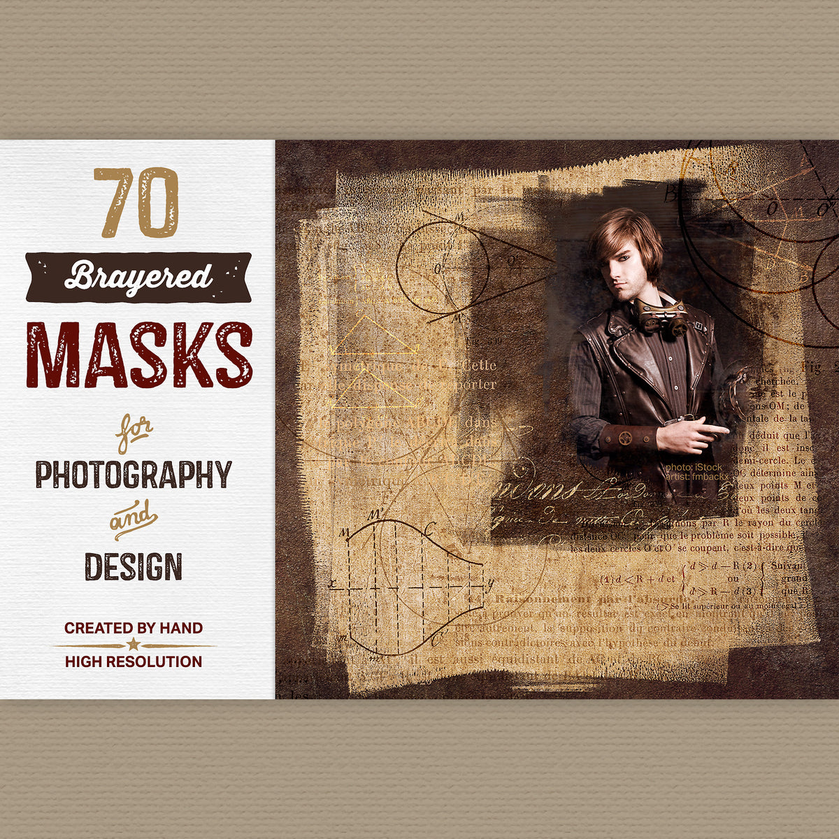 70 Brayered Masks To Enhance Your Photography and Design. Extended license.
