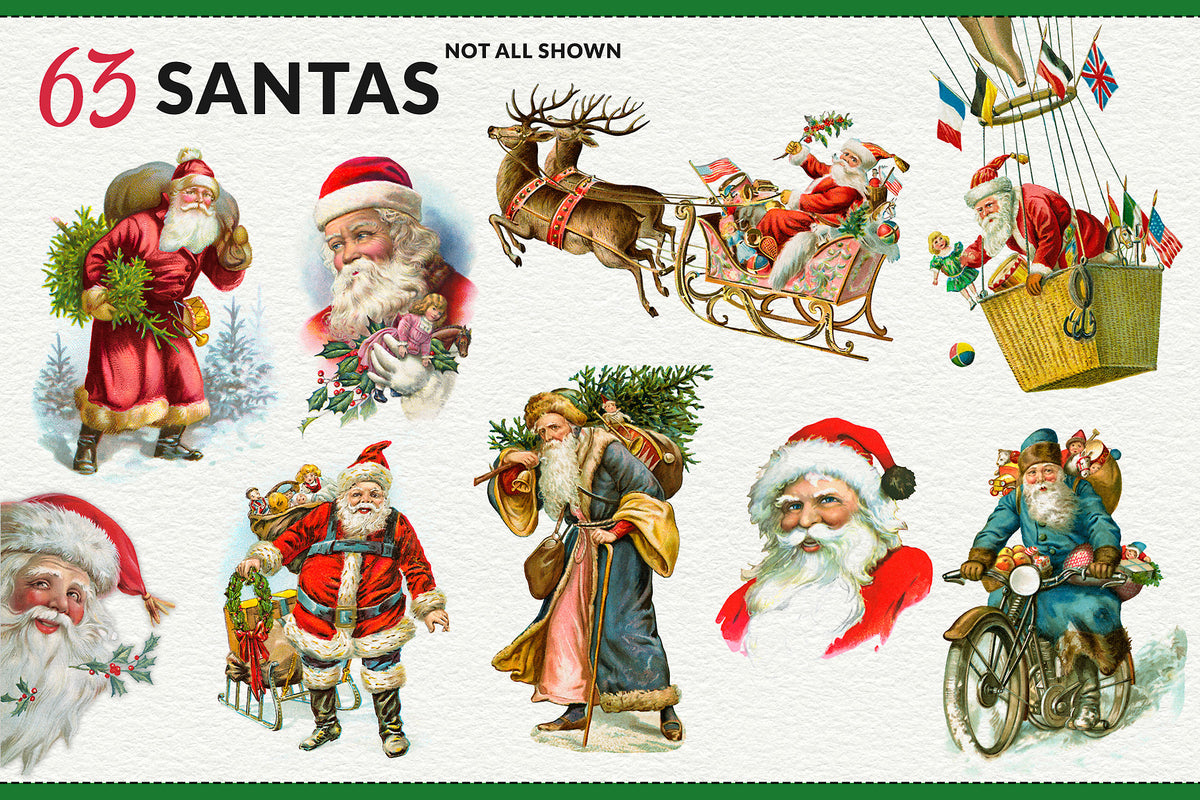 Vintage Santa Illustration digital graphics. Extended license.