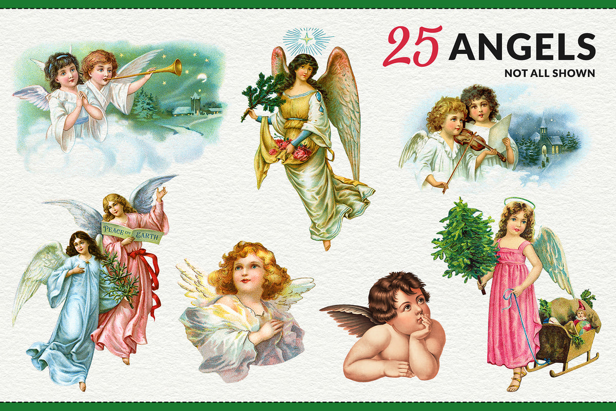 Vintage Angel illustration extended license digital graphics.