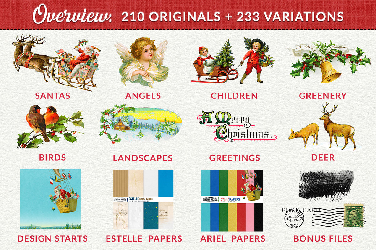 The Vintage Christmas Illustrations Compendium V.2 Overview.