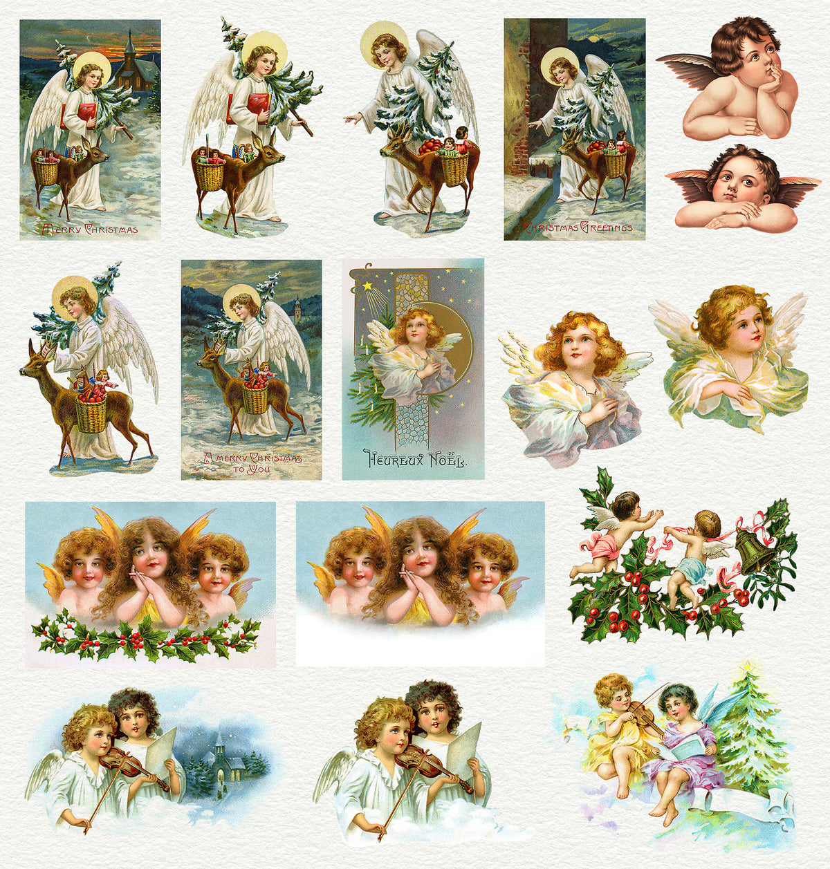 Vintage Christmas Illustrations Compendium Angel graphics.