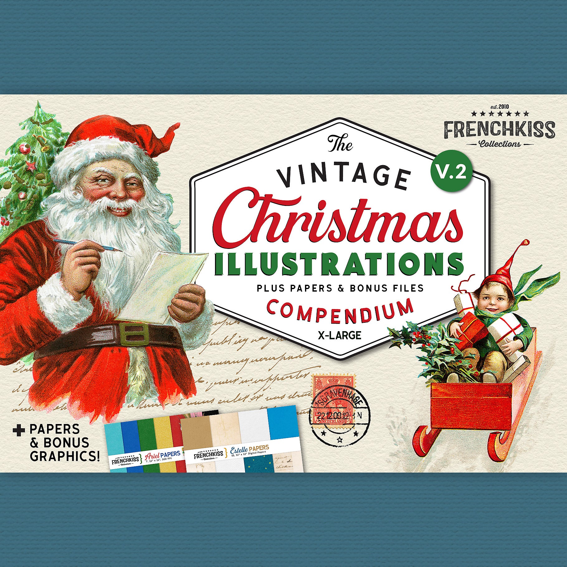The Vintage Christmas Illustrations Compendium V.2 digital graphics.