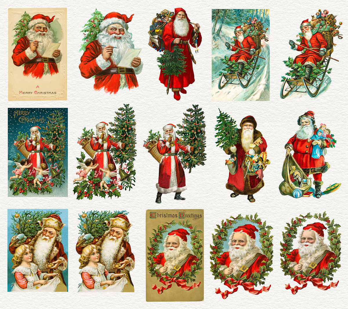 Vintage Christmas Illustrations Compendium Santa graphics.
