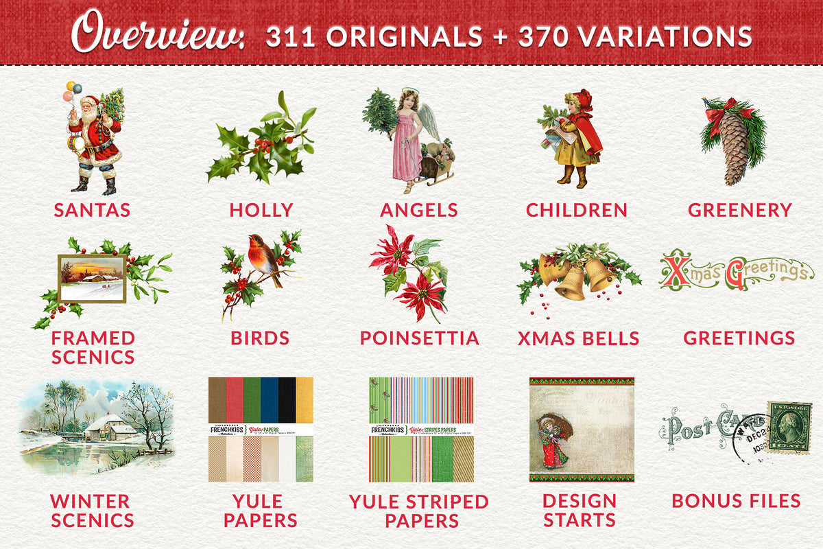 An overview of The Vintage Christmas Illustration Graphics Compendium.
