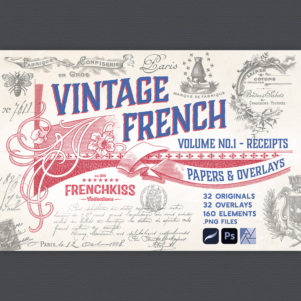 Vintage French ephemera papers, overlays and collage bits digital downloads.
