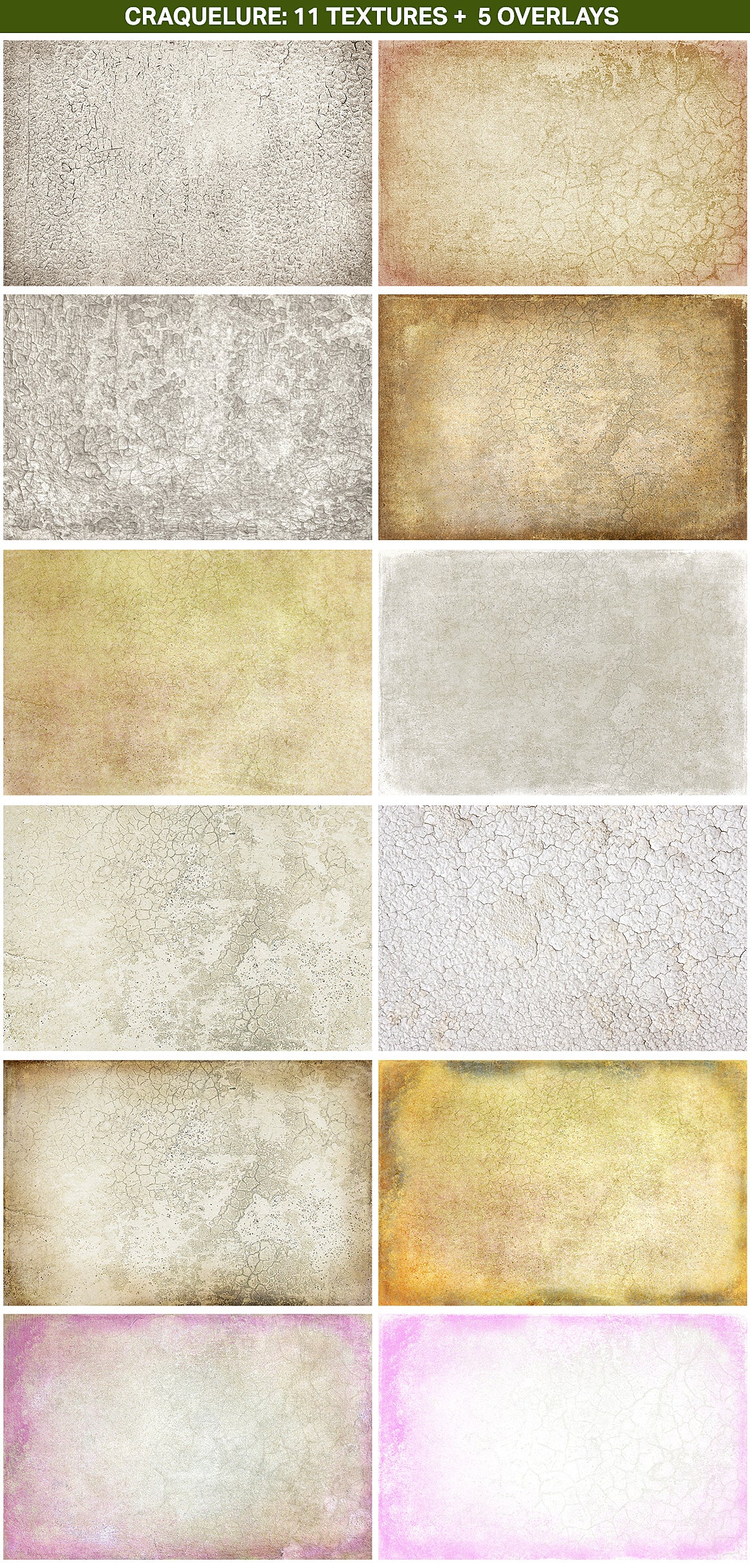 Craquelure texture collection. Fine art, beautifully weathered textures. 