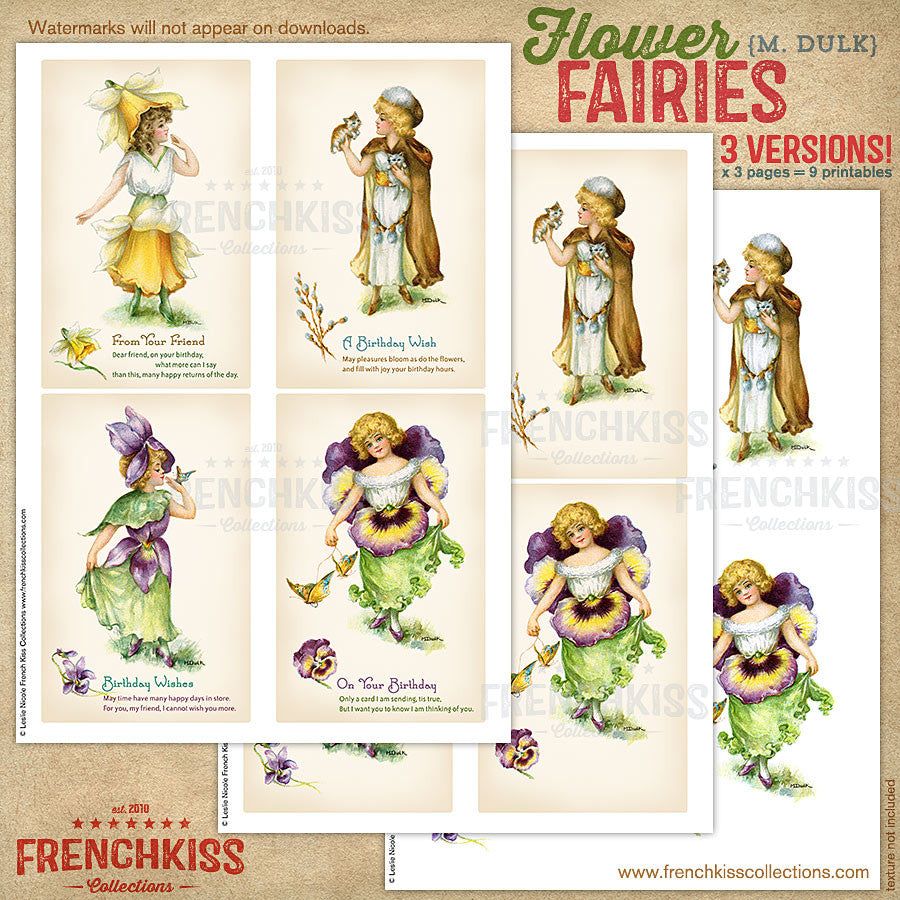 Dulk flower fairies digital vintage postcard printable versions 2.