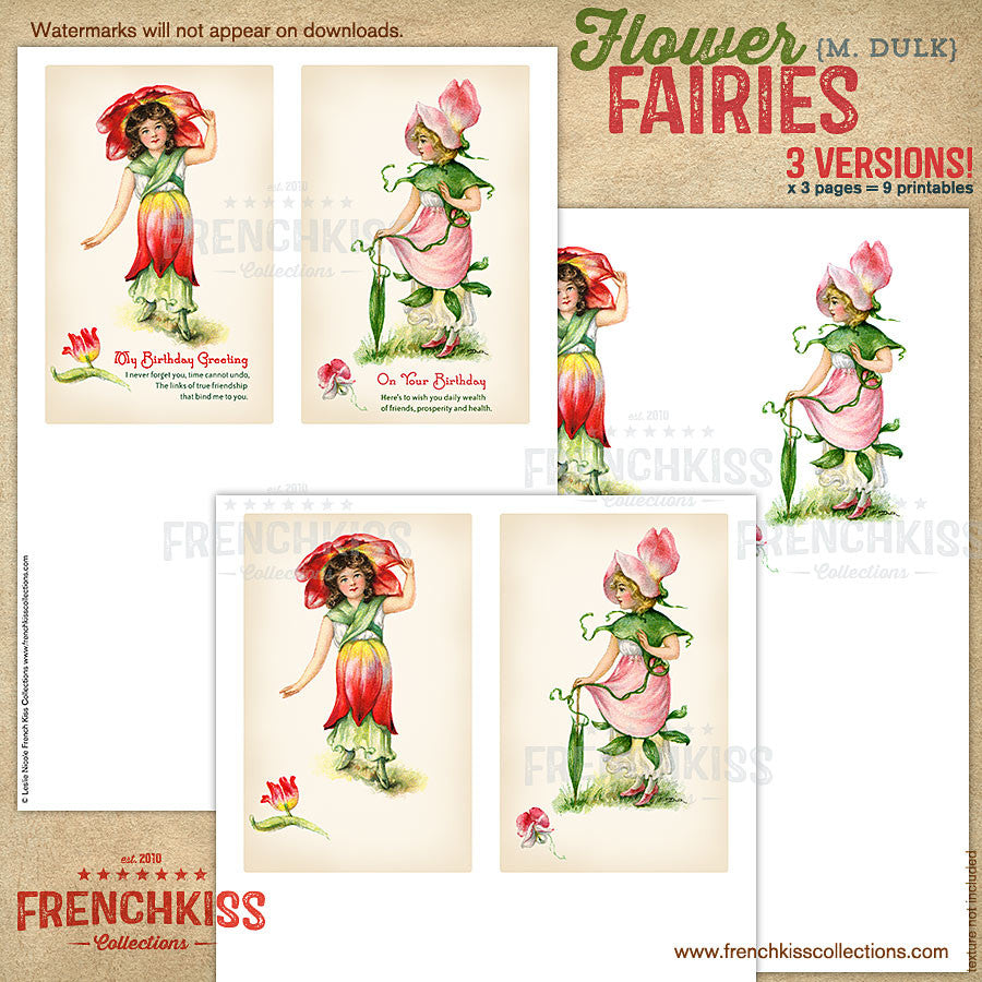 Dulk flower fairies digital vintage postcard printable versions 3.