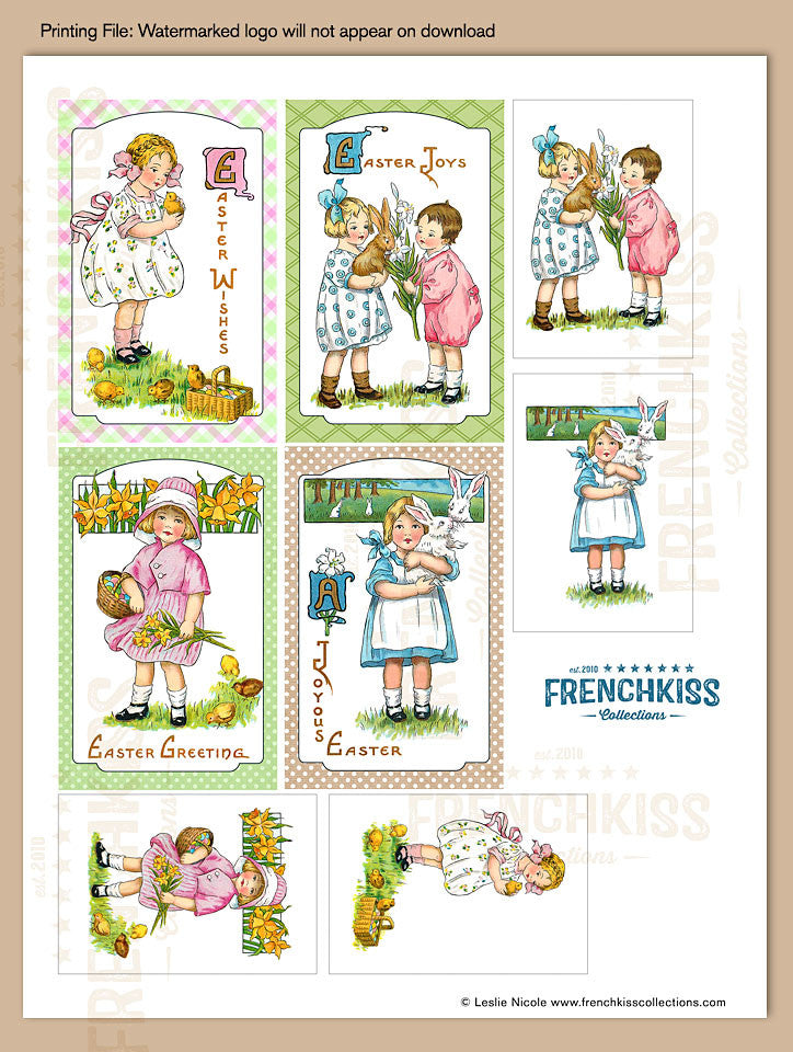 Easter Fancies vintage inspired printable gift tag download sheet 1