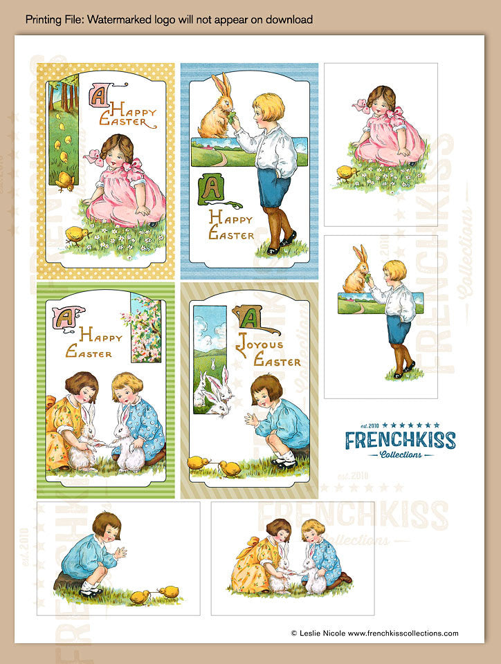 Easter Fancies vintage inspired printable gift tag download sheet 2