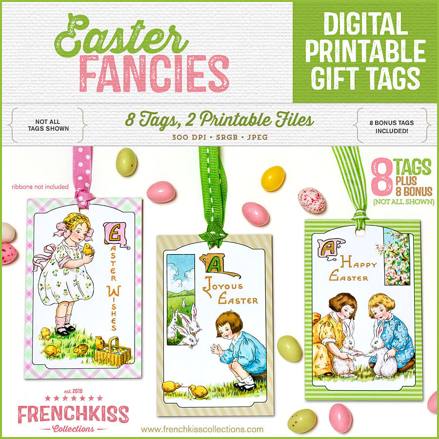 Easter Fancies vintage inspired printable gift tag download