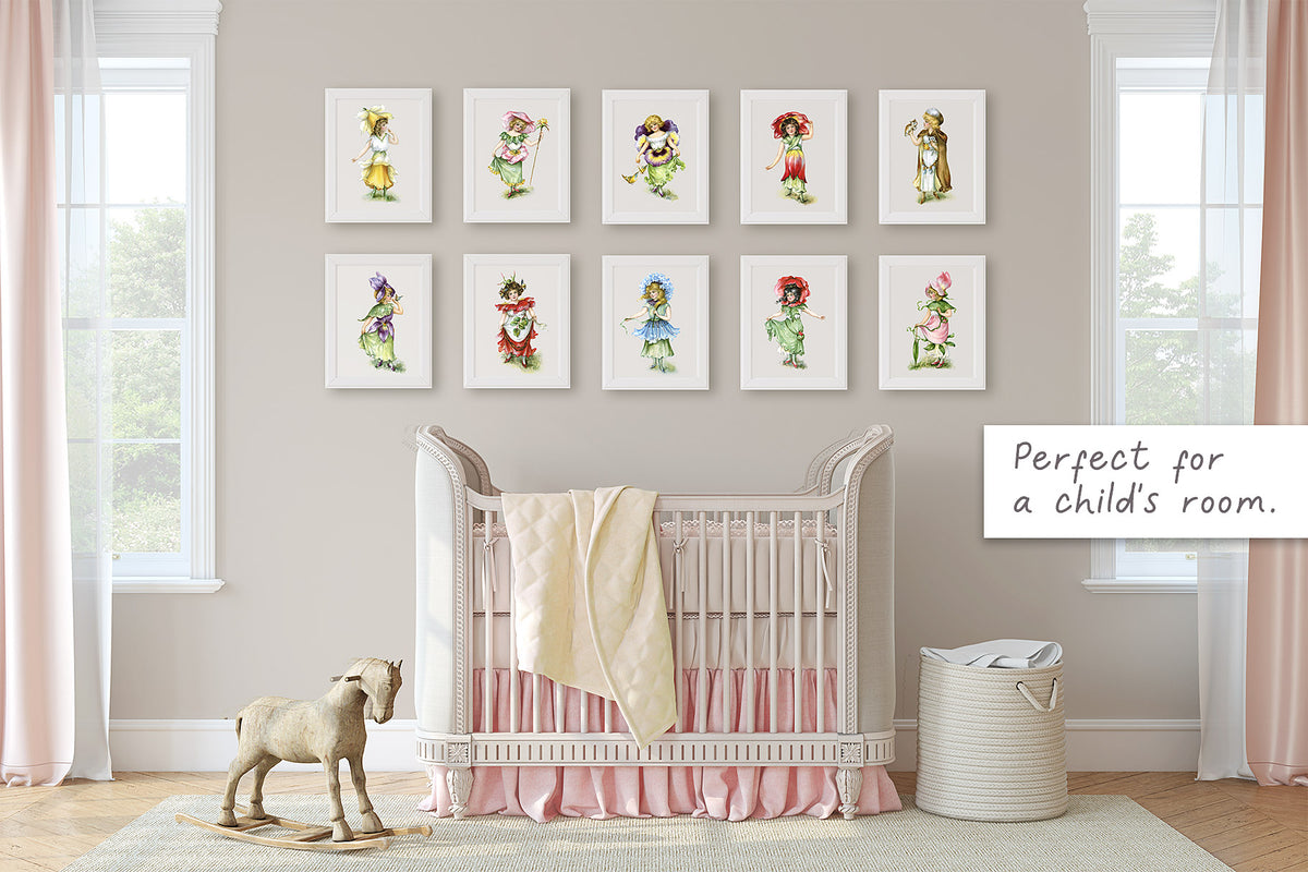 The Vintage Flower Fairies are perfect wall art for a child&#39;s room.