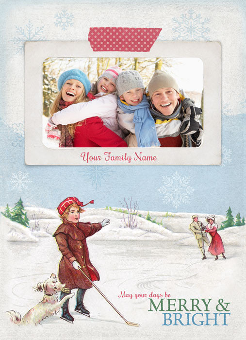 Vintage Ice Skaters 5x7 digital photo card template front