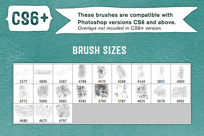 Gouache Grunge No 1 Photoshop CS6+ brush sizes