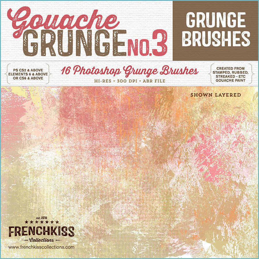 French Kiss Gouache Grunge No 3 Photoshop Brushes
