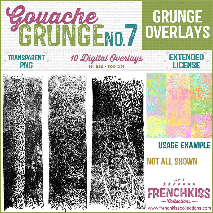 Gouache Grunge No. 7 Overlays. Hi Res. Extended license.