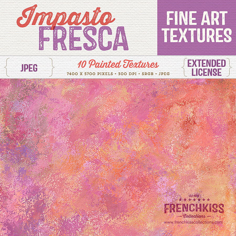 Impasto Fresca collection of painted textures in vibrant colors. Commercial license.