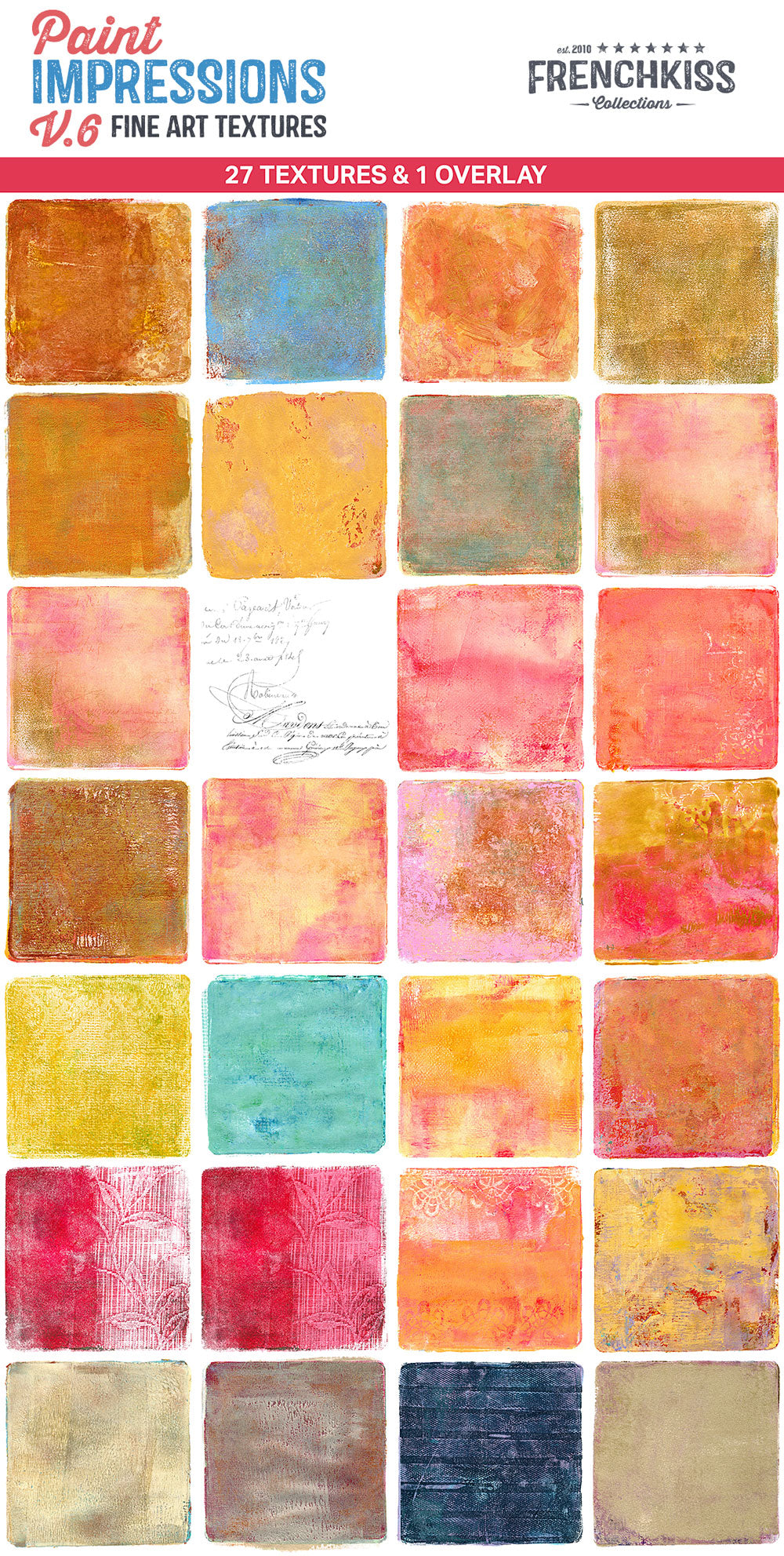 Fine art textures created from original paint monotypes. High resolution painterly textures with artistic edges. Commercial license.