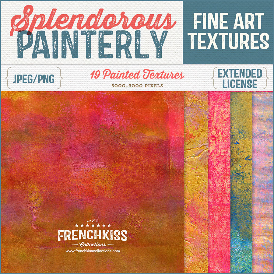 Splendorous Painterly commercial use Texture Collection with hints of metallic color.
