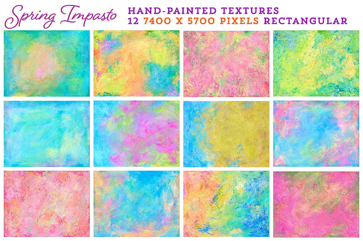 Spring Impasto hand-painted, fine art textures for commercial use. Rectangular versions.