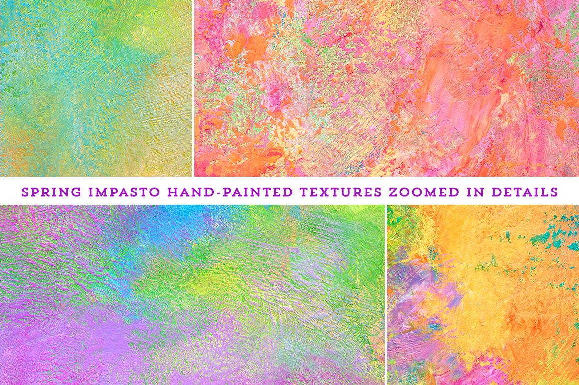 Details from the Spring Impasto hand-painted, fine art textures for commercial use.