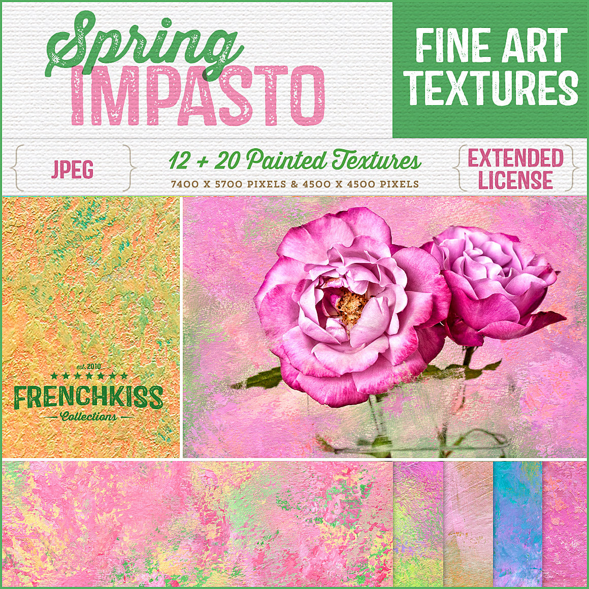Spring Impasto hand-painted, fine art textures for commercial use.