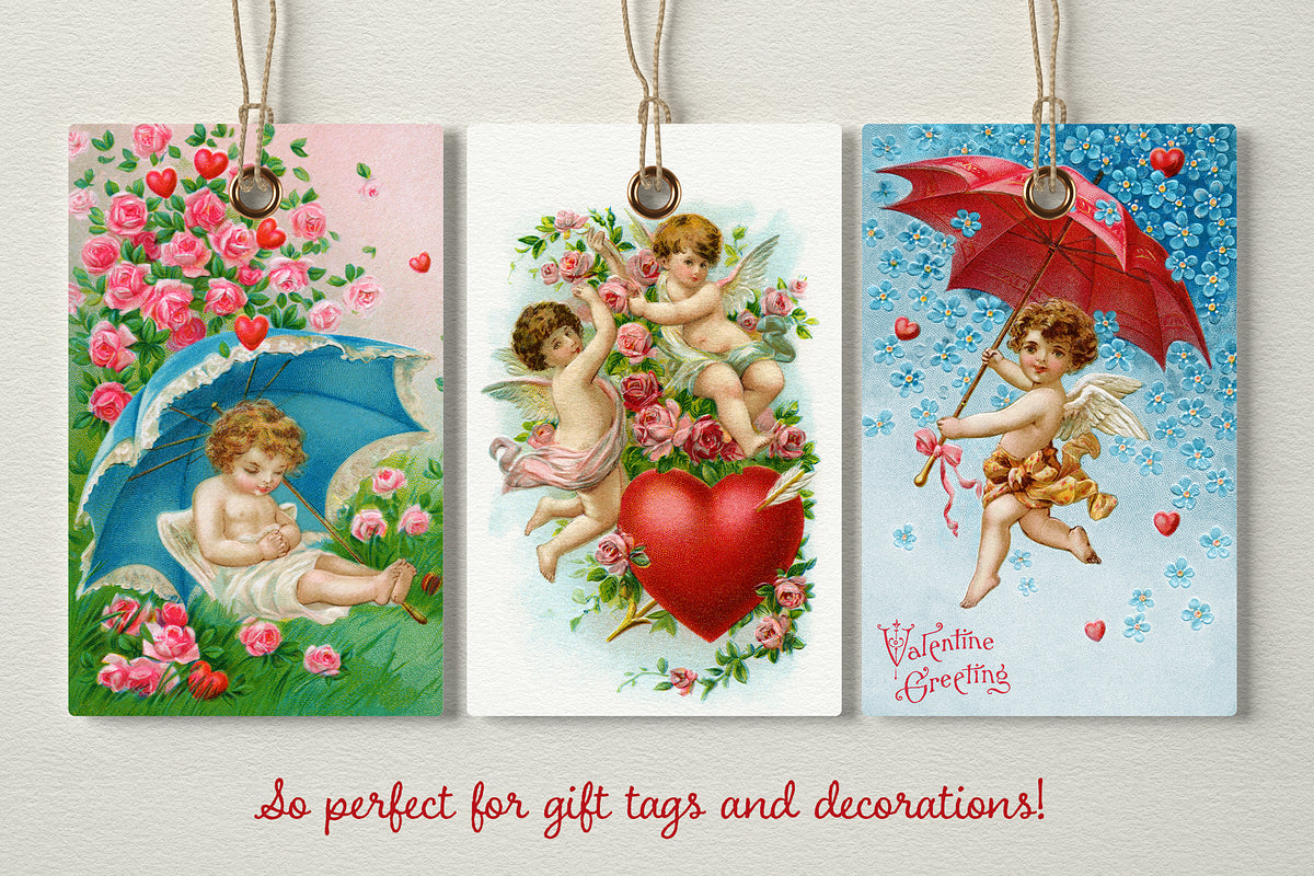 Vintage valentine graphics are perfect for gift tags and decorations!