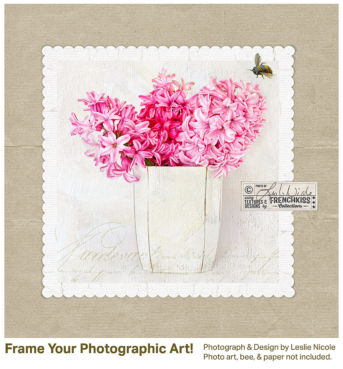 Fine art textured floral by Leslie Nicole using the Love Ya digital frames.